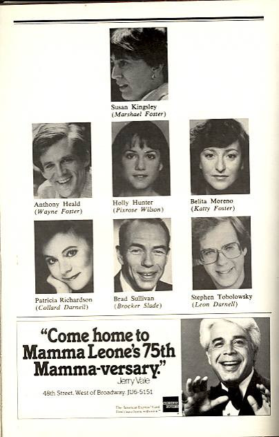 The Wake of Jamey Foster (Play), Anthony Heald, Susan Kingsley, Holly Hunter, Belita Moreno, Eugene O'Neil Theatre, Patricia Richardson, Brad Sullivan, Stephen Tobolowsky