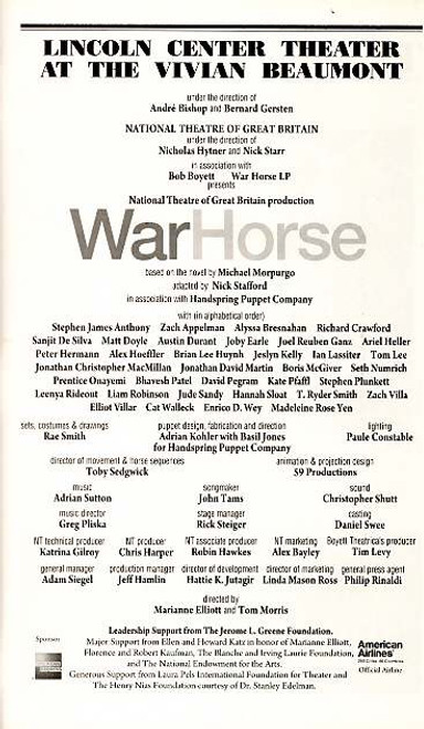 War Horse (Play), Stephen James Anthony, Zach Appelman, Alyssa Bresnahan, Richard Crawford - March 2011 Broadway