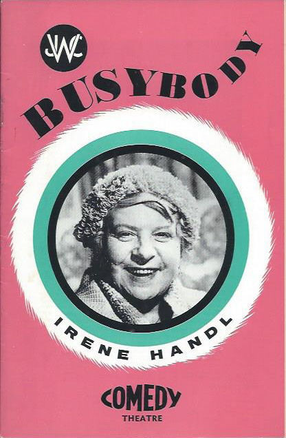 Bustbody (Play), Irene Handl, Malcolm Phillips, Blair Edgar, Ken Fraser, Penelope Shelton,
Comedy Theatre Melbourne 1966  Playbill / Program