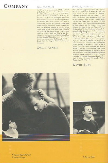 Candide (Operetta) Daniel Evans, Alex Kelly, Simon Day, Richard Henders, National Theatre London Sept 1999, Playbill / Program
Information on the Opera,Leonard Bernstein and the life and times of Voltaire very special