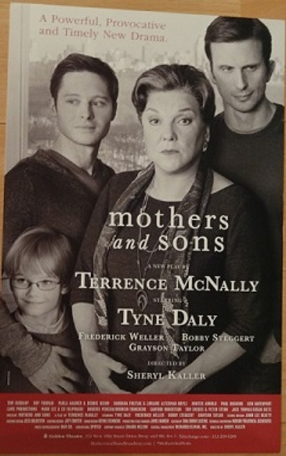 Mothers and Sons Broadway 2014, Poster windowcard, Tyne Daly, Frederick Weller, Grayson Taylor, Bobby Steggert