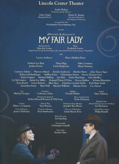 My Fair Lady Broadway 2018 Cast: Lauren Ambrose, Harry Hadden-Paton, Norbert Leo Butz, Rosemary Harris, Allan Corduner, Jordan Donica, Linda Mugleston, Clarke Thorell