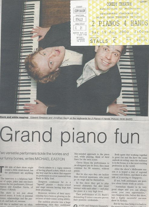 2 Pianos 4 Hands Australian Tour 2000, Comedy Theatre Melbourne, Cast: Edward Simpson, Jonathan Gavin