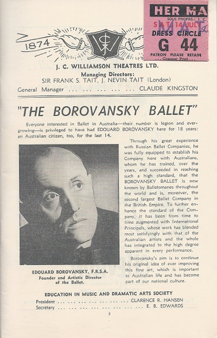 Borovansky Ballet - Australian Tour 1956 Her Majesty's Theatre Melbourne
The Australian Ballet is the largest classical ballet company in Australia.