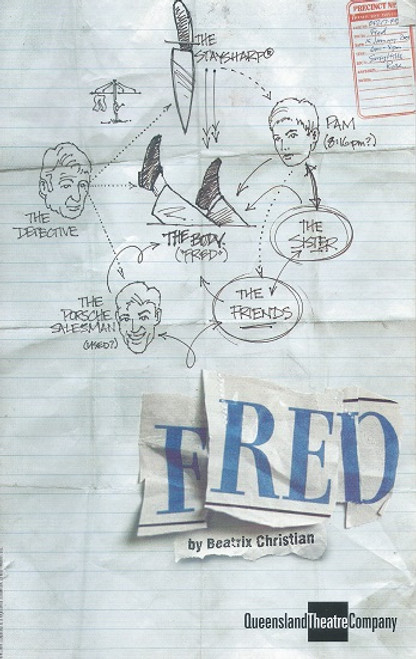 Fred - Queensland Theatre Company
by Beatrix Christian
A corpse gets discovered in a suburban back yard. Nobody knows him... it... Fred is a comic and surrealist vision of contemporary Australian suburban life: People who want to live, procreate, die, love with dignity - amongst the relentless and hypnotic pressure to be 'ordinary'.