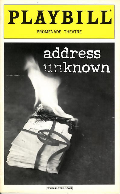Based on a short 1938 novel by Kathrine Taylor, Address Unknown (‘Adressat unbekannt’ – or rather: ‘Addressee Unknown’) is the story of Max Eisenstein and Martin Schultz, two men with much between them. 