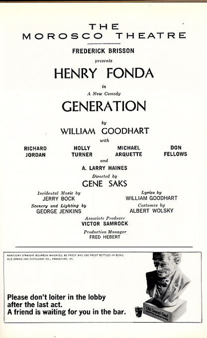 The show, directed by Gene Saks, starred Henry Fonda as a parent coping with his determinedly unconventional daughter and son-in-law, who decide to deliver their own baby.