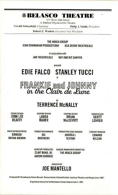 Frankie and Johnny in the Clair de Lune (Aug 2002)
Edie Falco, Stanley Tucci - Belasco Theatre