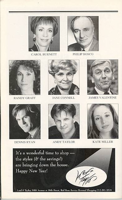 Moon Over Buffalo by Ken Ludwig
(Jan 1996) Carol Burnett, Philip Bosco, Randy Graff, Dennis Ryan
Martin Beck Theatre