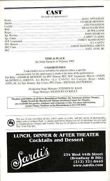 Streamers (Nov 2008)
Hale Appleman, Axel Avin Jr, E J Cantu
Laura Pels Theatre