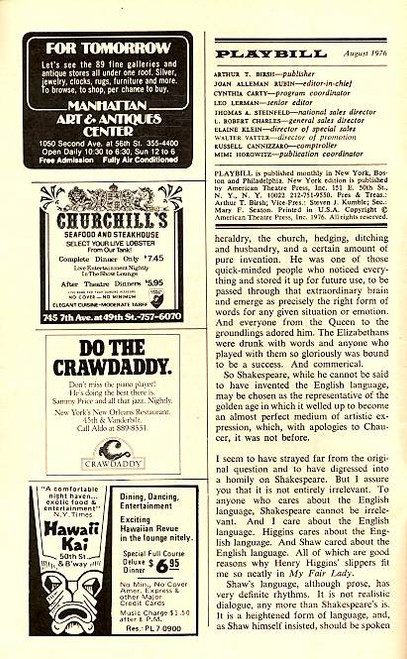 Shenandoah (Aug 1976)
John Cullum, Donna Theodore - Alvin Theatre