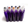 Purple 10 ml  Glass Rollerball Bottles with Gemstone Inserts