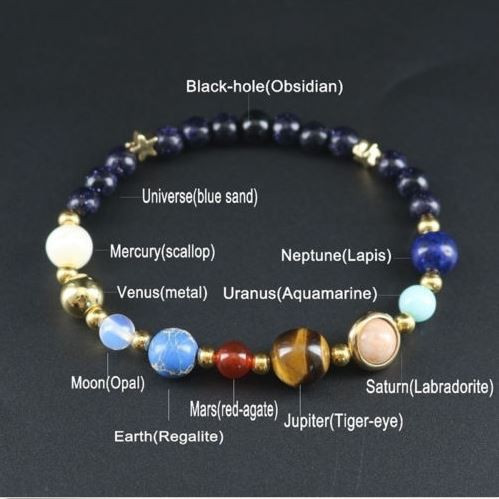 Universe Solar System Galaxy Natural Beaded Bracelet