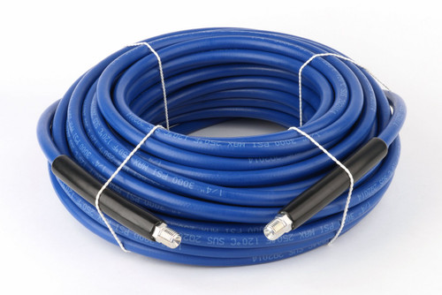 Schieffer 3000 PSI 1/4" x 100' Blue Non Marking Carpet Cleaning Hose 212 Degree