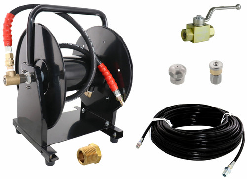 Scheiffer Sewer Jetter Kit - Ball Valve Hose Reel 1/8" x 150' Hose and Nozzles