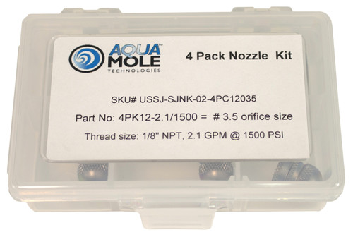 Aqua Mole (4) Pack 1/8" NPT Button Nose Sewer Jetter Nozzle 1500 PSI 3.5 Orifice