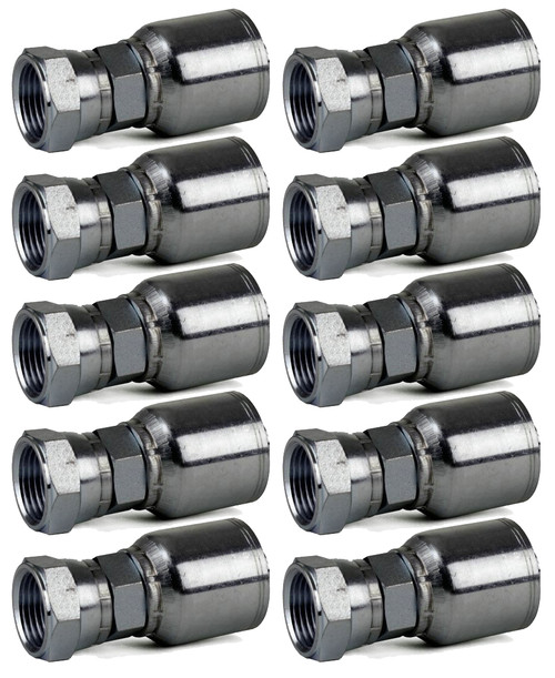 10 Pack FJX-12-12 3/4" Hose x 3/4" JIC 37° Female Swivel Hydraulic Hose Fitting