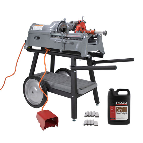 Reconditioned RIDGID® 535 V1 Pipe Threading Machine with Dies Die Heads Oil & New Cart