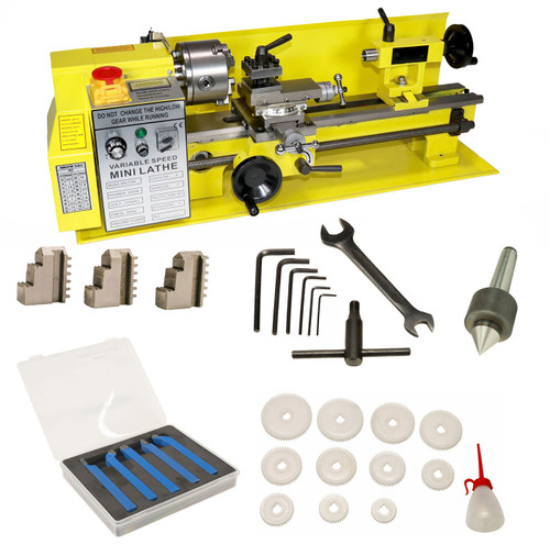 Erie Tools Mini Bench Top Lathe Cutter Kit and  Double Bearing Rolling Center