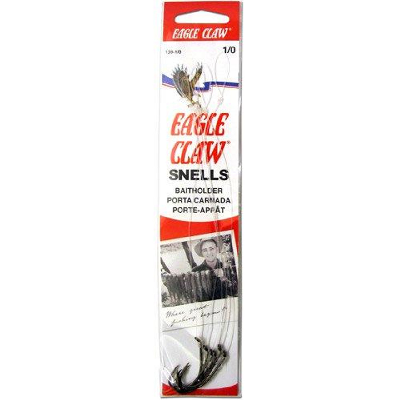 18 Snelled Eagle Claw 333 Live Minnow Snell Fishing Tackle Fish Hooks Size 1