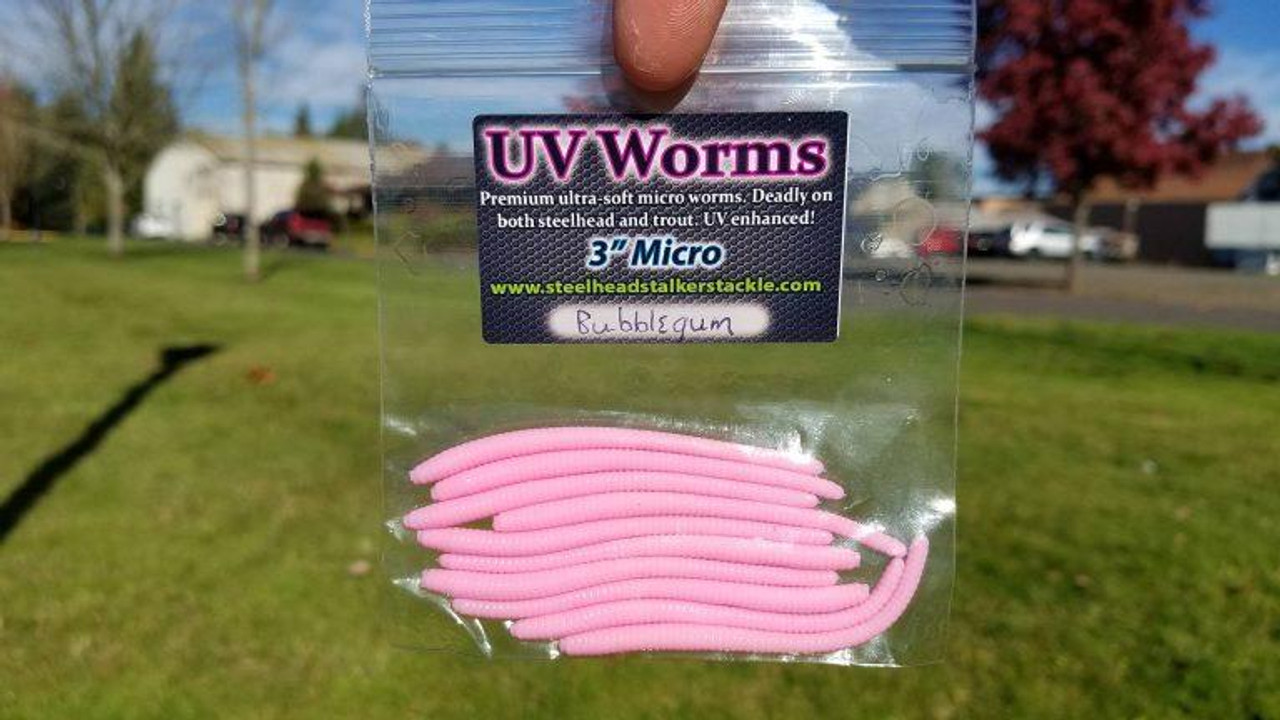 Steelhead Stalkers UV Micro Worms in Ice Blue Red