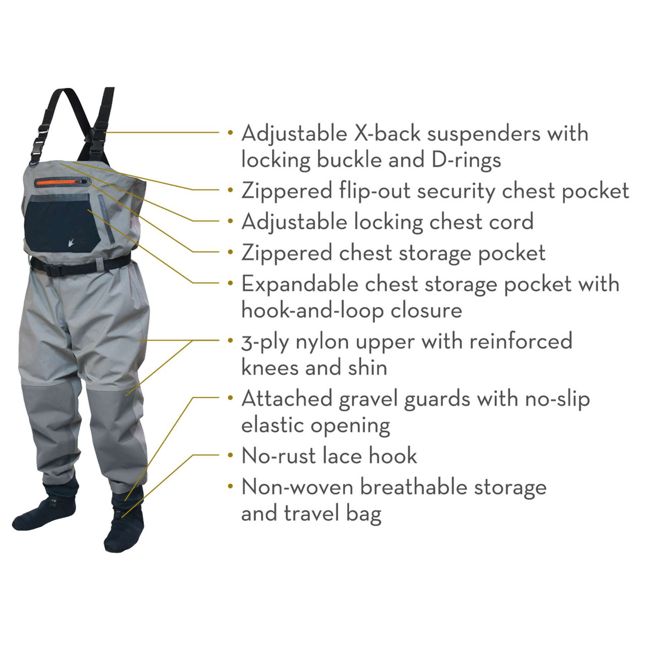 Frogg Toggs Sierran Reinforced Nylon Breathable Stockingfoot Wader - Medium