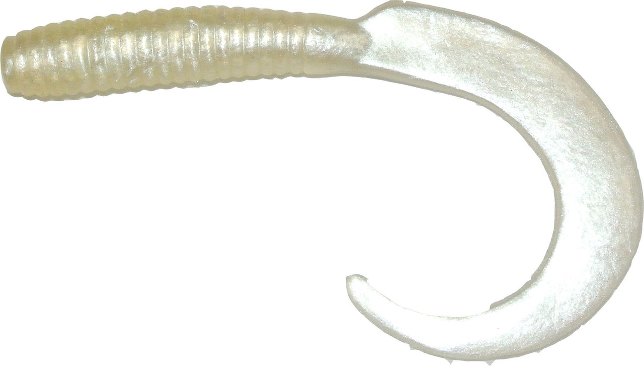 Fish-Field Curly Tail Grubs/Swimbait in Pearl White | Size 6 inch