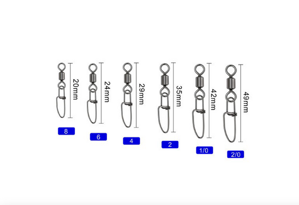 Fish-Field Power Rolling Swivels with Crosslock Snap - Black Nickel