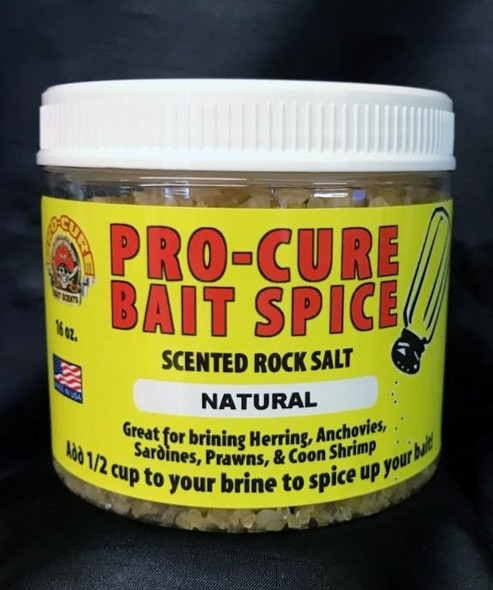 Pro-Cure Bait Spice Scented Rock Salt with Bait Brite & Natural, 16 Ounces