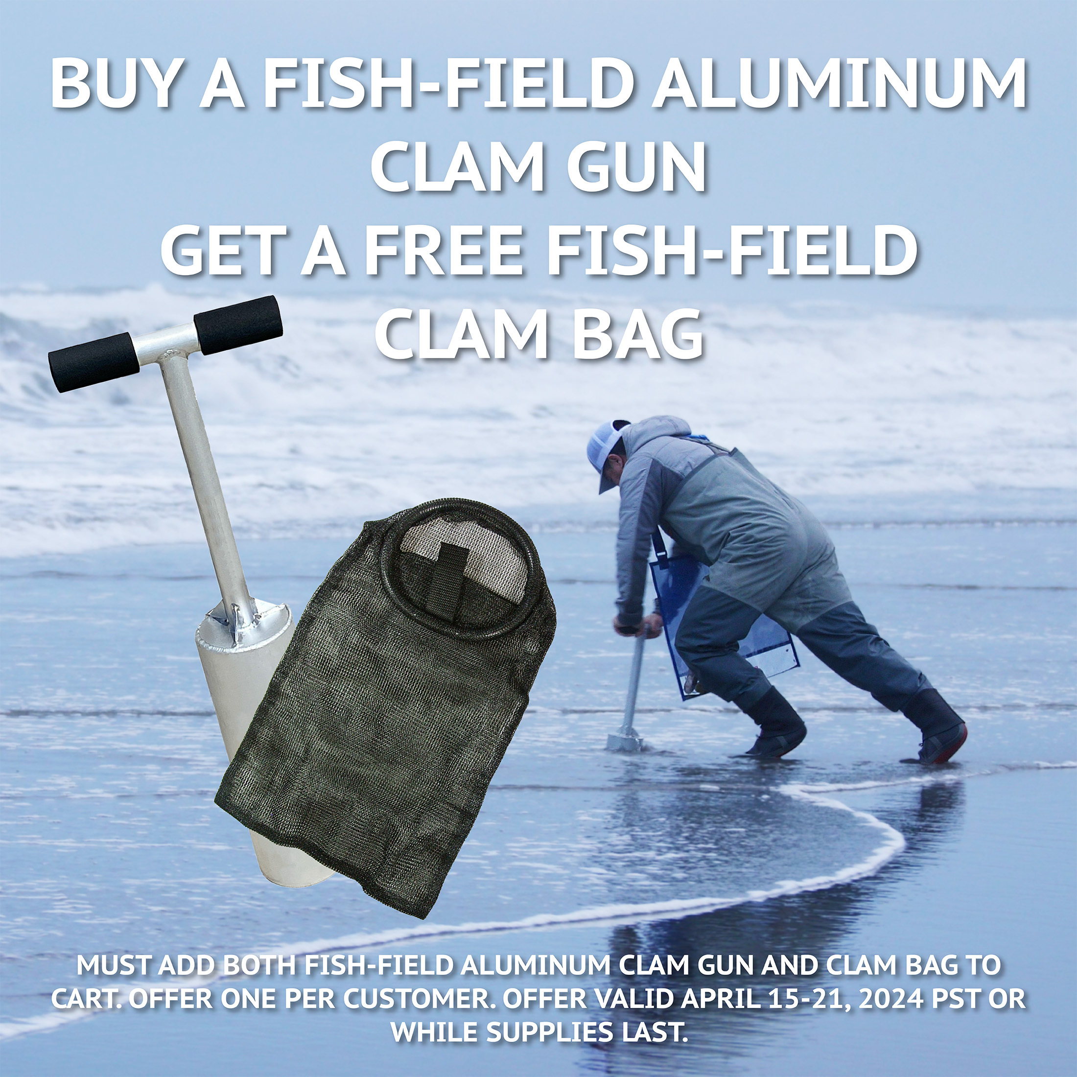 BOGO Buy a clam gun get a free clam bag