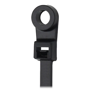 Pacer 8" Cable Tie w/Mounting Ring - Black - 50lb Tensile Strength - 2" Bundle Diameter - 100 Piece Bag Pacer 8" Cable Tie w/Mounting Ring - Black - 50lb Tensile Strength - 2" Bundle Diameter - 100 Piece Bag