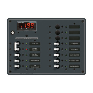 Blue Sea 8507 Breaker Panel - AC Main + 11 Position (European) - White Blue Sea 8507 Breaker Panel - AC Main + 11 Position (European) - White