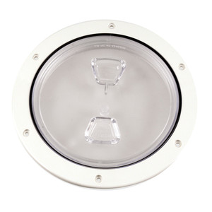 Beckson 6" Clear Center Screw Out Deck Plate - White Beckson 6" Clear Center Screw Out Deck Plate - White