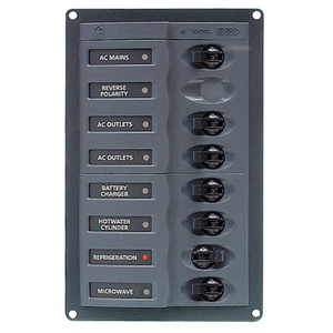 BEP AC Circuit Breaker Panel w/o Meters, 6 Way w/Double Pole Mains BEP AC Circuit Breaker Panel w/o Meters, 6 Way w/Double Pole Mains