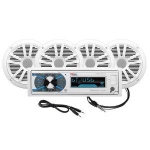 Boss Audio MCK632WB.64 Marine Stereo & 2 Pairs of 6.5" Speaker Kit - White Boss Audio MCK632WB.64 Marine Stereo & 2 Pairs of 6.5" Speaker Kit - White