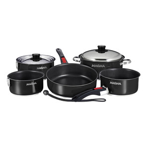 Magma Nestable 10 Piece Induction Non-Stick Enamel Finish Cookware Set - Jet Black Magma Nestable 10 Piece Induction Non-Stick Enamel Finish Cookware Set - Jet Black