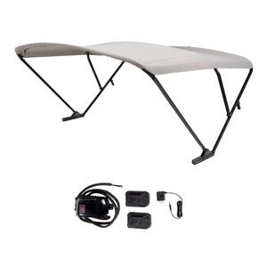 SureShade Battery Powered Bimini - Black Anodized Frame & Grey Fabric SureShade Battery Powered Bimini - Black Anodized Frame & Grey Fabric