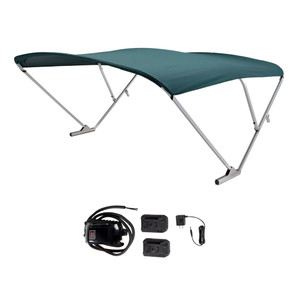SureShade Battery Powered Bimini - Clear Anodized Frame & Green Fabric SureShade Battery Powered Bimini - Clear Anodized Frame & Green Fabric