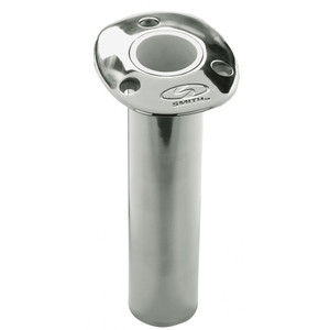 C.E. Smith Flush Mount Rod Holder - 0 Degree & 9" Depth - Stainless Steel - Cast Bottom - White Vinyl Liner C.E. Smith Flush Mount Rod Holder - 0 Degree & 9" Depth - Stainless Steel - Cast Bottom - White Vinyl Liner
