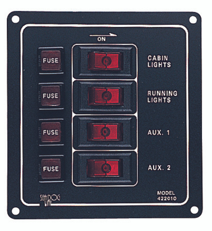 Sea-Dog Line Alum Switch Panel Four Switch 422010-1 Sea-Dog Line Alum Switch Panel Four Switch 422010-1