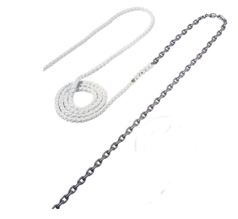 Maxwell 25ft of 3/8in HT Chain Splice to 250ft of 5/8in Nylon Brait Line