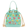 Disney Mickey Mouse Beach Fun Bucket Crossbody Bag with tropical fruit print and aqua summer pool design