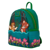 Loungefly Disney The Fox and the Hound Mini Backpack featuring Todd and Copper in a forest scene