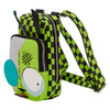 Loungefly Invader Zim GIR cell phone crossbody bag with green checkerboard design, robot and dog disguise face, and detachable purple pig coin bag