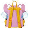 Loungefly Disney Lilo & Stitch Angel mini backpack featuring Angel in a pink, yellow and black bumblebee costume with wings and honey dipper.