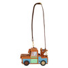 Loungefly Disney Pixar Cars crossbody bag shaped like Mater with brown and blue weathered bodywork, tow rig, wheels, windshield eyes and buck-toothed smile.