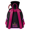 Loungefly Disney Dr. Facilier mini backpack with black skull top hat, red feather, purple eyes, magenta vest and black coat inspired by The Princess and the Frog.