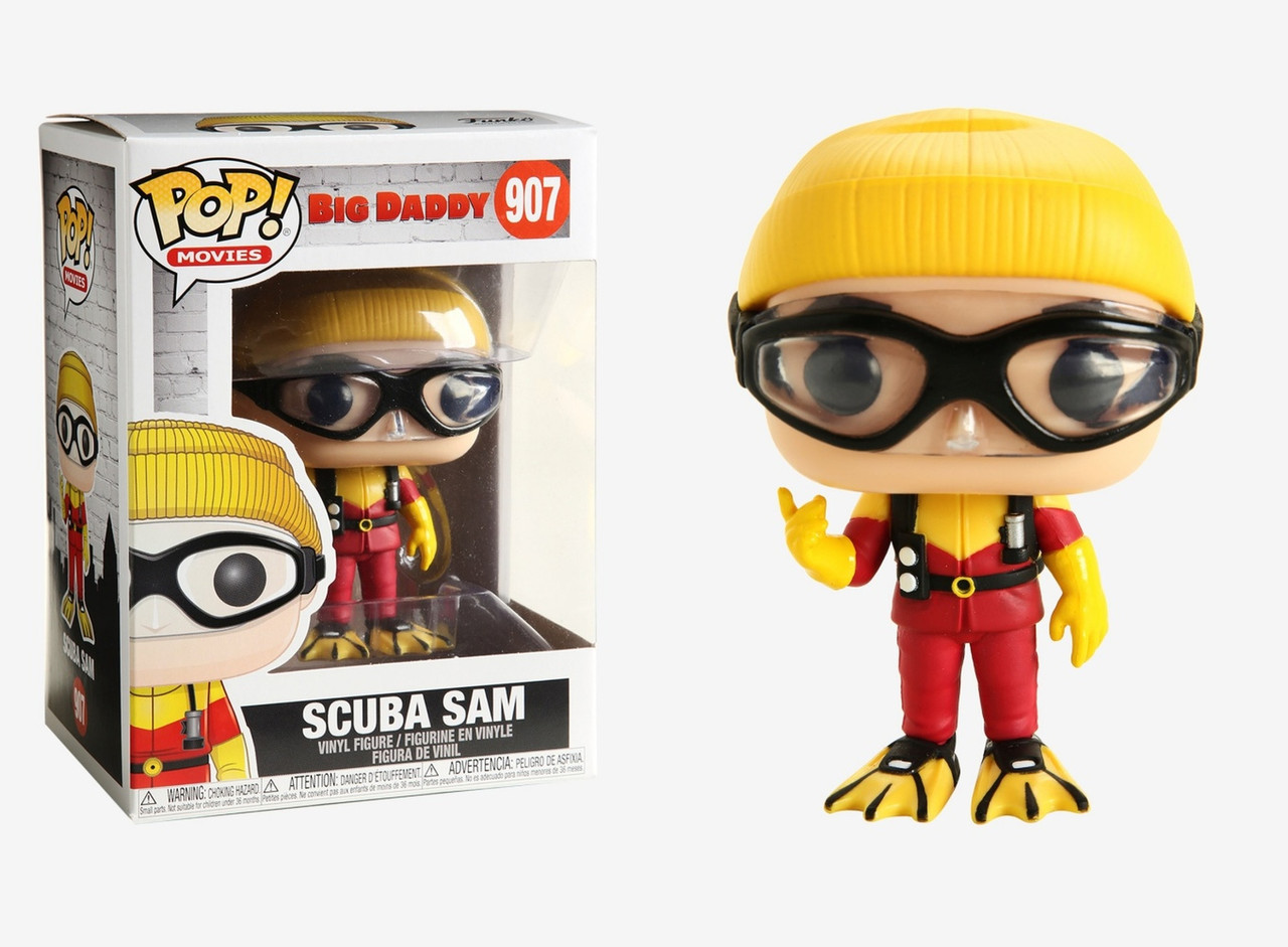 Funko Pop Movies Big Daddy Scuba Sam Comic Spot It stars adam sandler, joey lauren adams, jon stewart, rob schneider.