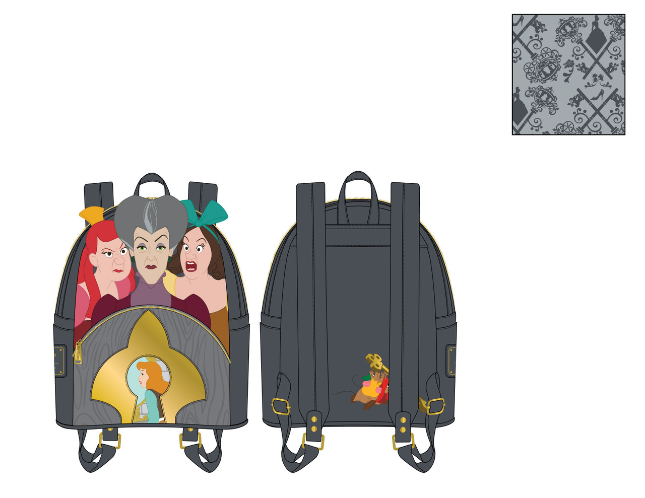 Loungefly Disney Villains Scene Evil Stepmother And Step Sisters Mini  Backpack