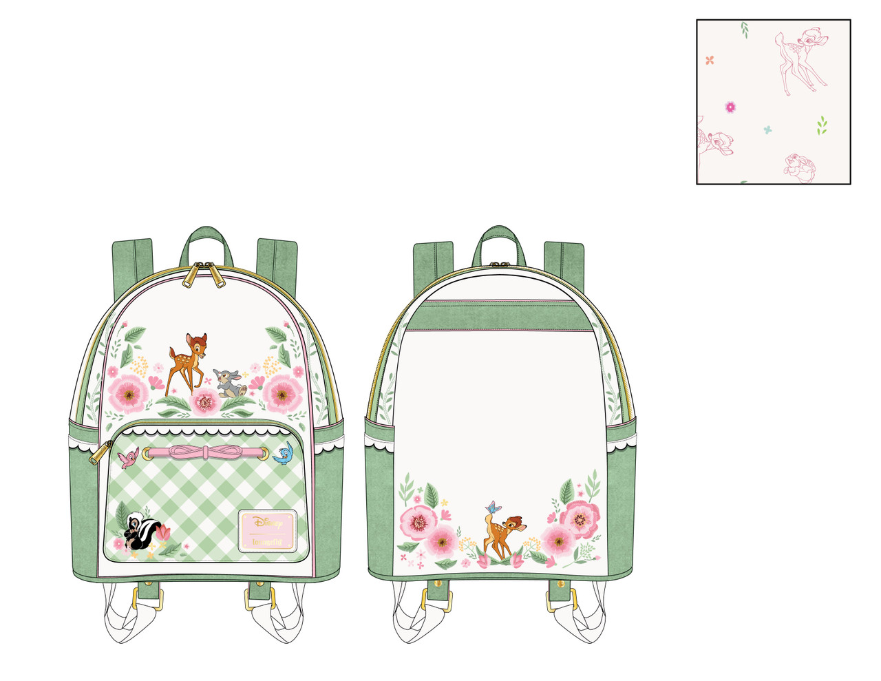  Loungefly Disney Bambi Springtime Gingham Womens Double Strap  Shoulder Bag Purse : Clothing, Shoes & Jewelry